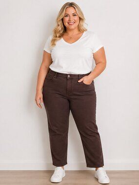 Gloria Vanderbilt Amanda Jeans Women's 16 Short Brown Straight Leg Denim